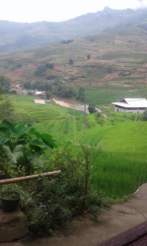 a view of a green field with a building at Tavan View Homestay in Sa Pa
