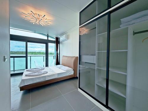 Voodi või voodid majutusasutuse lake view apartment 湖畔别墅 toas