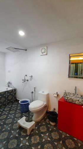 a bathroom with a toilet and a sink at Palolem Casa in Canacona