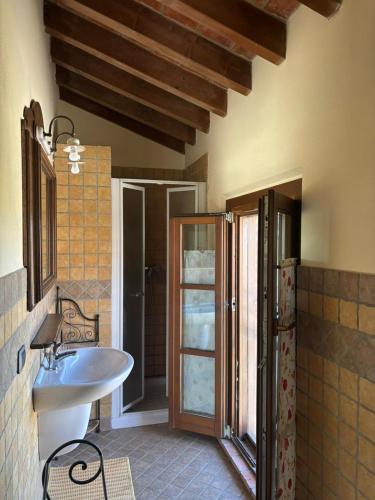 a bathroom with a sink and a toilet in a room at Agriturismo Varana in Zibello
