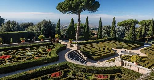 a garden with a view of the city at Residenza dei Papi - Luxury City House in Castel Gandolfo