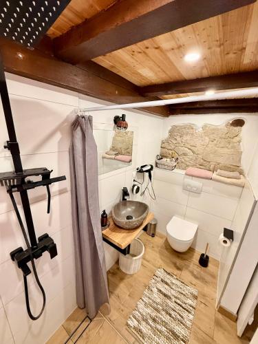a bathroom with a sink and a toilet at Casa Jolie in Engen
