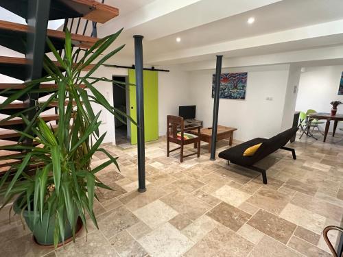 Χώρος καθιστικού στο Gîte La Glycine