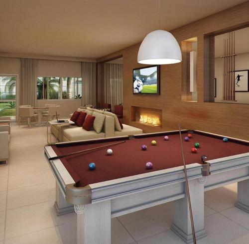 Biliár nebo kulečník v ubytování Moderno apartamento em Jundiaí