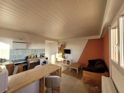 Kuchyň nebo kuchyňský kout v ubytování Appartement 1 à 4 personnes entre lacs vignes et montagnes