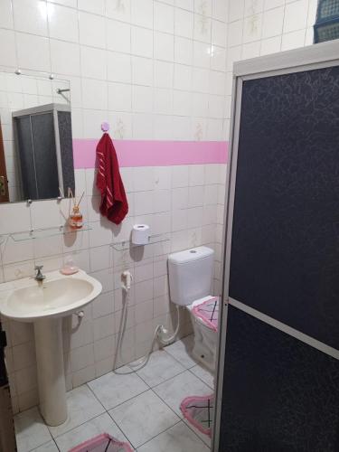 a bathroom with a sink and a toilet at Quarto próximo aeroporto, mangueirão, rodoviária, UFPA in Belém