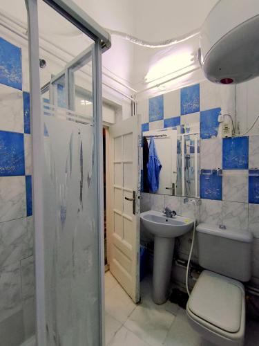 a bathroom with a sink and a toilet and a shower at City House Guesthouse in Cairo