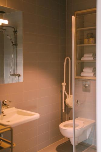 a bathroom with a toilet and a sink at Hotel Jansen Amsterdam Bajeskwartier in Amsterdam