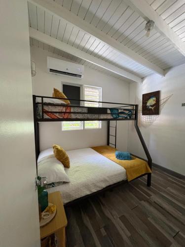 Un dormitorio con una litera en una habitación. en Sea Breeze Paradise, en Cabo Rojo