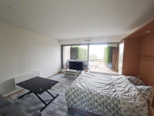 TV a/nebo společenská místnost v ubytování Au dessus des nuages Sublime Vue