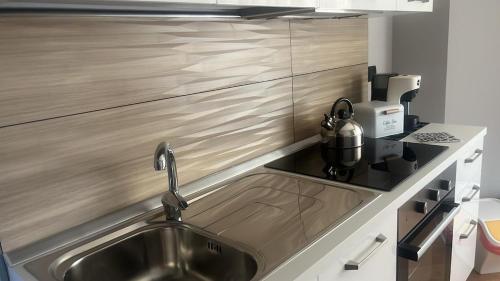 a kitchen with a sink and a counter top at House Le Treemme in Chiubbica