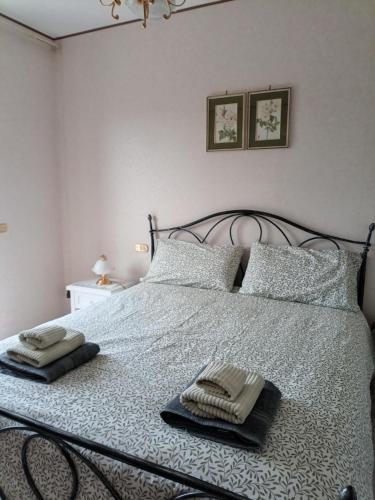 a bedroom with a bed with two towels on it at Casa Bea in Castiglione