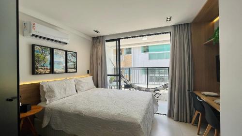 Postel nebo postele na pokoji v ubytování Flats a 50m do mar Get By Side - MyFlats Hospedagens