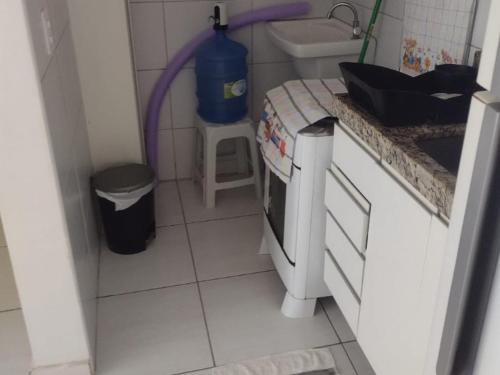 eine kleine Küche mit Spüle und Herd in der Unterkunft Porto de galinhas flats muro alto in Ipojuca