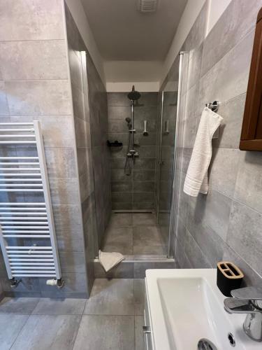 a bathroom with a shower and a sink at Relax Centrum Gól in Loučná nad Desnou
