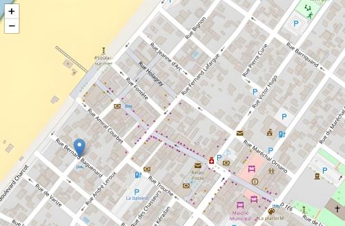 a map of a city with streets and buildings at Maison de la Plage in Soulac-sur-Mer