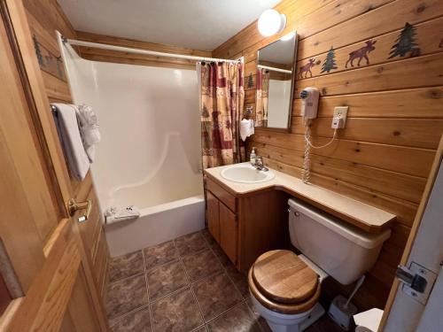 a bathroom with a toilet and a sink at Summit House East 1 Bed Loft 2 Bath SHMB in Wheeler Junction