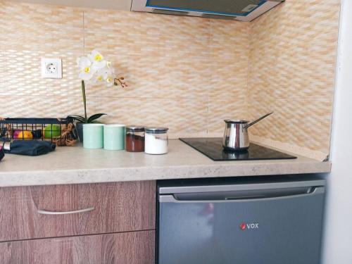 Η κουζίνα ή μικρή κουζίνα στο Las Hermanas Seaside