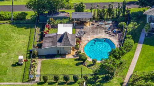 an aerial view of a backyard with a swimming pool at Alii Kai 7201 in Princeville