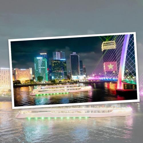 Udsigt til Ho Chi Minh City eller udsigt til byen taget fra båden