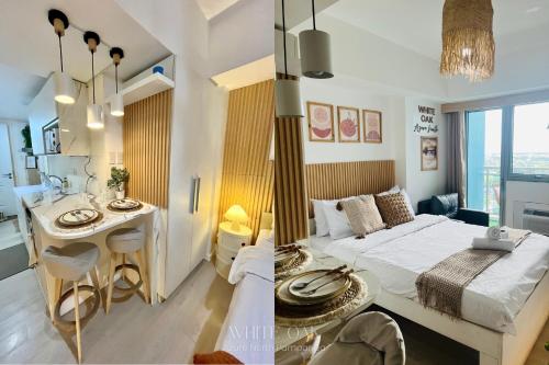 Ένα ή περισσότερα κρεβάτια σε δωμάτιο στο White Oak - Minimalist Studio for Couples with PS4 & Instax Camera