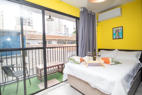 Ένα ή περισσότερα κρεβάτια σε δωμάτιο στο Maison Perdizes - Allianz Parque Supreme