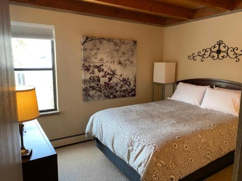a bedroom with a bed and a window at Summit County Wildernest Condo in Silverthorne