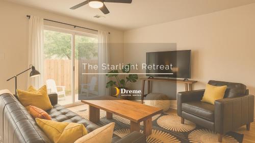 a living room with a couch and a table at Starlight Retreat in Redding