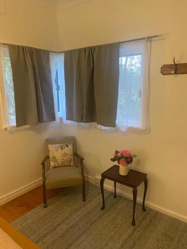 a living room with a chair and a window at Birchmoore Studio in Penola