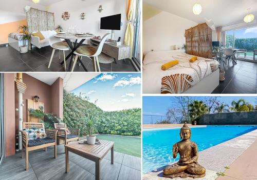 Бассейн в Fabron studio et Résidence de Luxe avec Piscine или поблизости