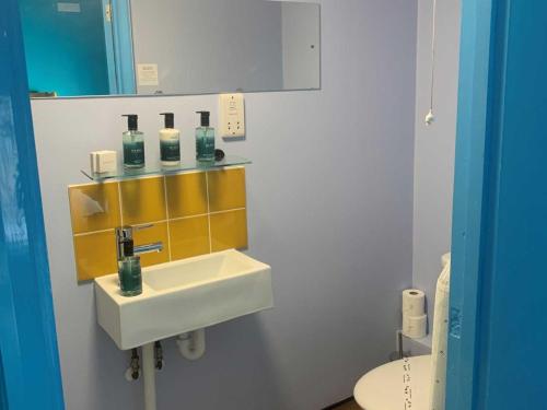 a bathroom with a sink and a toilet at The Poacher Portishead in Portishead