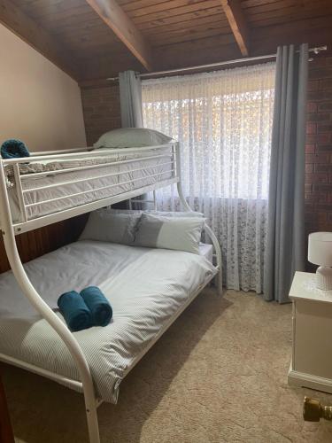 a bunk bed in a room with a window at Yarrawonga Holiday Unit in Yarrawonga