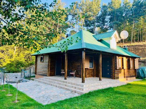 a log cabin with a green roof at Holiday house Flores near Kolasin in Kolašin