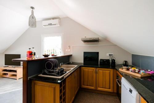 a kitchen with a sink and a counter top at Kaz Combava in Étang-Salé