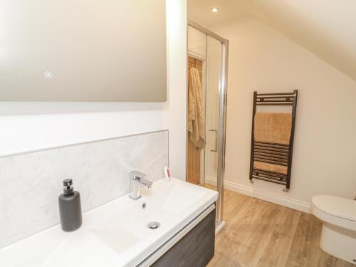 ScredingtonにあるStation Houseの洗面台とトイレを備えた白いバスルーム