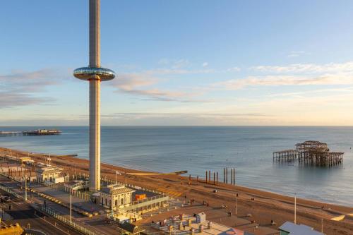 a view of a pier and the ocean at Preston Street Apartments - by the Brighton i360 in Brighton & Hove