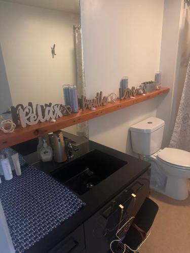 un bagno con lavandino e WC di Townhome with fish Tank & Private Garage a Portland