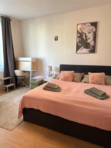 Ένα ή περισσότερα κρεβάτια σε δωμάτιο στο Mischa Apartment