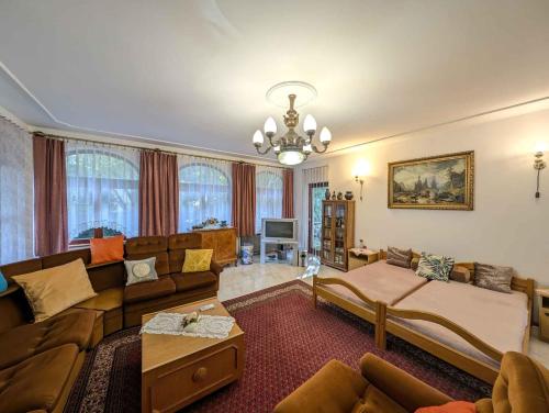 a living room with a couch and a bed at Apartment Balatonszarszo - Balaton 20085 in Balatonszárszó