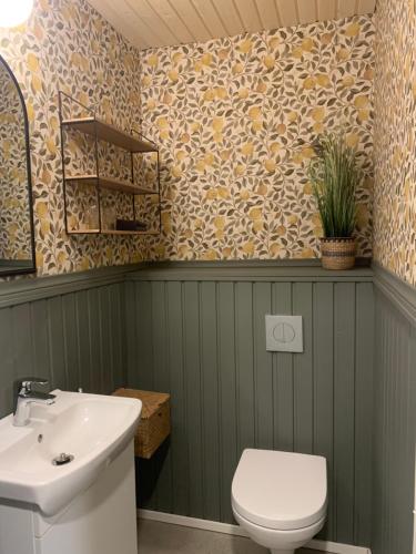 锡林耶尔维Room with sauna and jacuzzi的带马桶和水槽的浴室