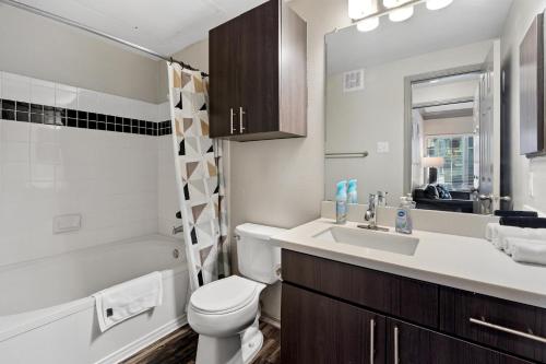 Koupelna v ubytování Furnished apartments next to the Domain