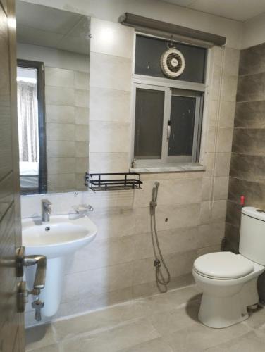 a bathroom with a toilet and a sink at Afzal real estate builder's in Islamabad