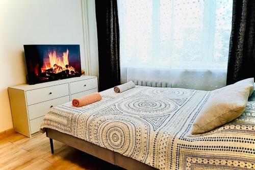 Postel nebo postele na pokoji v ubytování M&M Apartment VII Self CHECK-IN