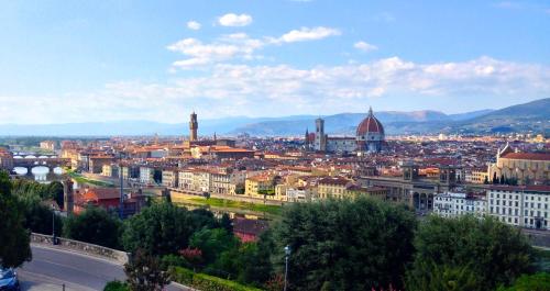a view of a city with mountains in the background at Palazzo Martellini Residenza d'epoca in Florence