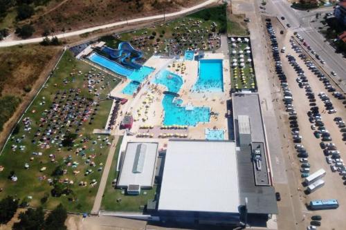 an aerial view of a parking lot with a pool at Casa Vale de Água em Santarém in Santarém