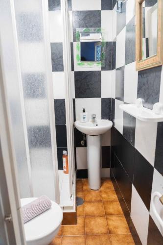 a bathroom with a sink and a toilet at Casa Fina in Almuñécar