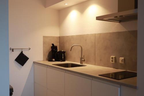 a kitchen with a sink and a counter top at Appartement Residence Sudersee in Holle Poarte