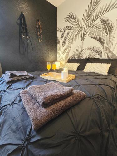 Ένα ή περισσότερα κρεβάτια σε δωμάτιο στο La parenthèse Normande- Balnéo - Vidéo projecteur