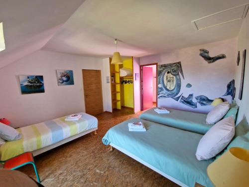 Postel nebo postele na pokoji v ubytování Les Hortensias GR 34 - Chambres d'Hôtes