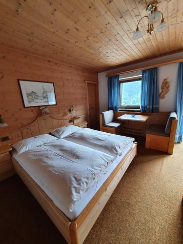 a bedroom with a large bed and a desk at Garni Cir in Santa Cristina Gherdëina